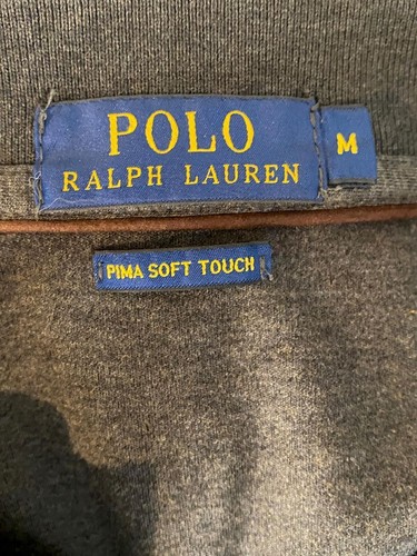 Polo Ralph Lauren Men's Pima Soft Touch Grey Long Sleeve Polo Shirt Size M - Picture 12 of 16