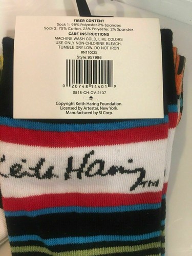 Keith Haring, 2 or 3 Pack - Pop Culture Art Crew Socks (Choose Pattern) - Picture 36 of 73