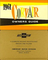 1961 Corvair Und Monza Owners Manuell Mit Umschlag Chevy Chevrolet Owner FüHrung