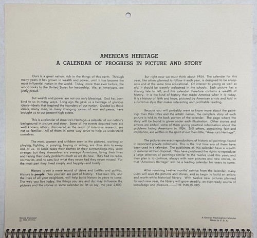 1954 - Calendario de progreso de la herencia de Estados Unidos - Imagen 3 de 8