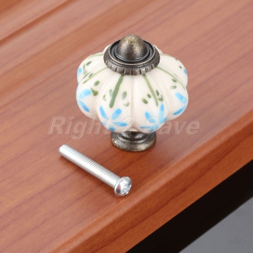 Retro Pumpkin Ceramic Cabinet Knob Furniture Drawer Wardrobe Door Pull Handle - Picture 9 of 26