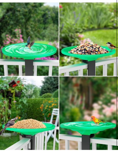 Bird Bath Deck Mounted Bowl 12 Inches, Balcony Railing Birdbaths Unheated, Bird - Picture 6 of 6