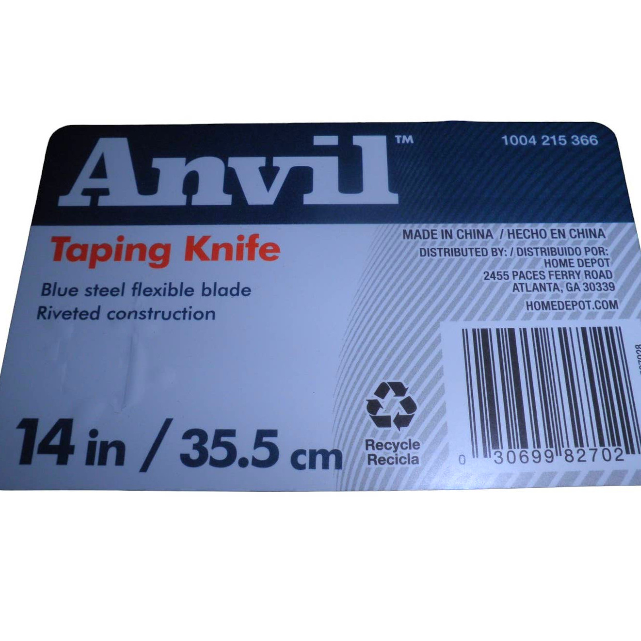 Anvil 14 in. Blue Steel Taping Knife with Soft Grip 5 in. Handle