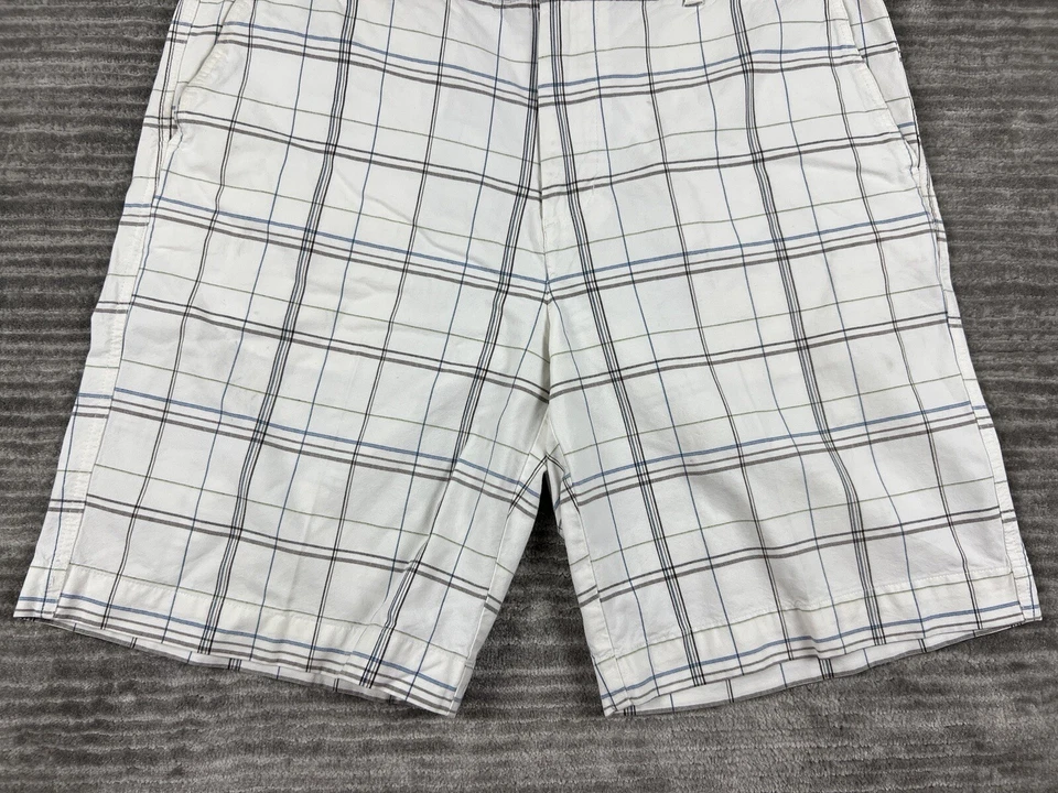 Pantalones cortos Club Room para hombre 38 blancos a cuadros 100 % algodón informales al aire libre Foto 3 de 4