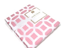 Pottery Barn Teen Coral Pink Blush Peyton Cotton Twin Duvet Cover New