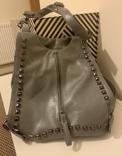 Fashionable gray three-way rivet bag one shoulder crossbody double shoulder