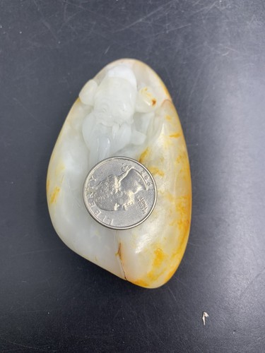 Ein chinesischer Nephrit Jade Glücksgott großer Anhänger 133g - Bild 6 von 22