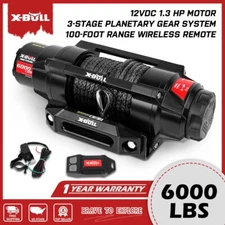 X-BULL 6000LB Electric Winch 12V Wireless Remote Synthetic Rope Boat ATV UTV 4WD
