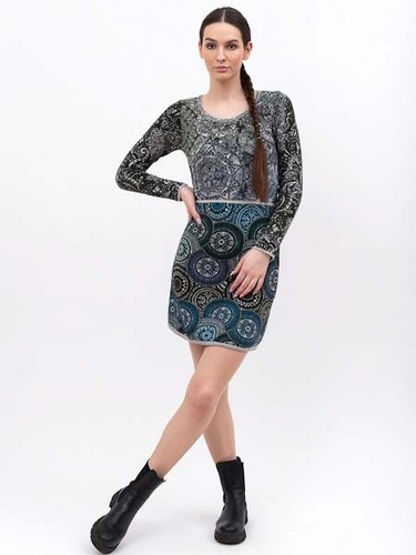 -20% Kooi Strickkleid Kleid schwarz blau grau grün 40 42 44 Baumwolle Viscose - Bild 2 von 4