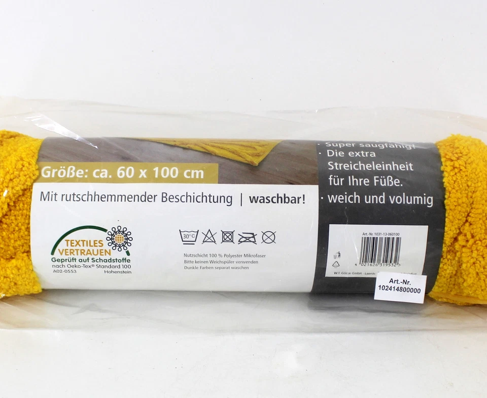 Badmatte Gözze Duschvorleger Badteppich Hochflor 60x100 cm Sonnengelb (N) - Bild 3 von 4