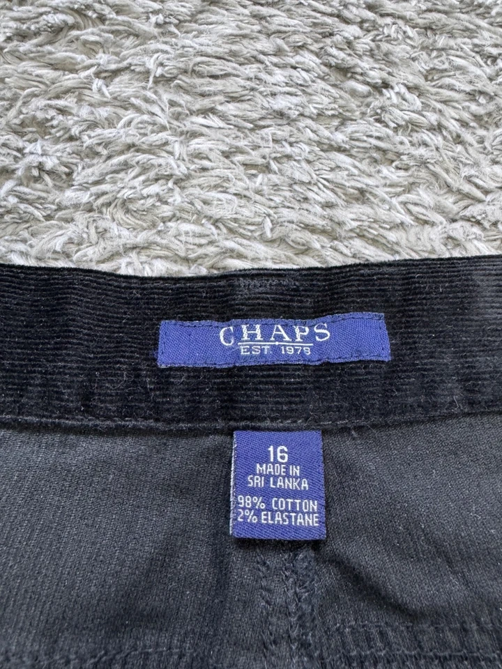 Chaps Pants Womens 16 38x30 Black Corduroy Baggy Chino Vtg 90s Y2K Whimsigoth - Image 3 of 4