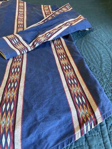 Vintage Brush Popper Wrangler Western Pearl Snap Langarm Aztekenblau 2XL - Bild 21 von 24