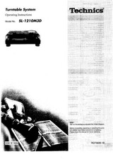 Technics SL-1210M3D Turntable Owners Instruction Manual Reprint