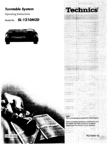 Technics SL-1210M3D Turntable Owners Instruction Manual Reprint | eBay