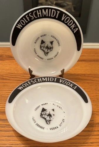 X2 NAZEING RECICOS GLASS VODKA ADVERTISING ASHTRAYS VINTAGE - Picture 8 of 8