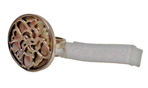 Guess Openwork Mother Of Pearl Ring Silvertone Size 7 New! NWT - Picture 2 of 4