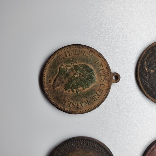 Original Antique German 1888 3 kings Kaiser Wilhelm medal set Prussia pendant - Picture 7 of 11