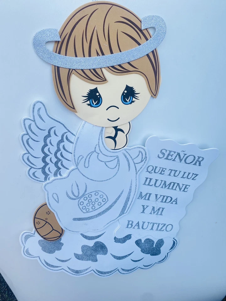 Banner de Bautizo NIÑOS Mi Bautizo Decoración de Pared Blanco/Plateado Banner Bautizo GRANDE Foto 4 de 4