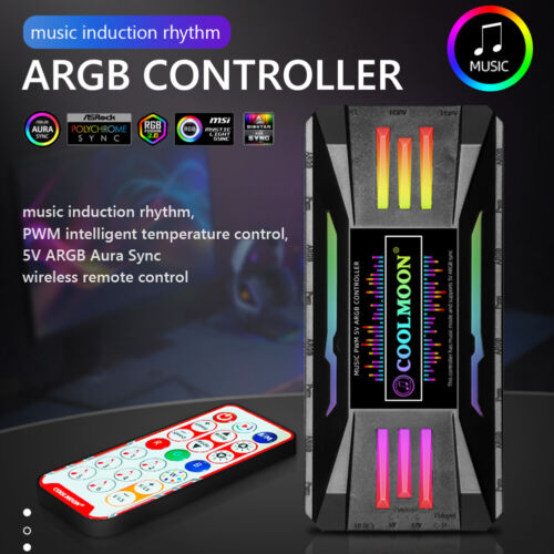 CoolMoon ARGB Controller 4 Pin PWM 5V 3 Pin für PC Gehäuse Gehäuse Lüfter - Bild 7 von 15