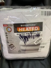 BIDDEFORD Heated Quilted Mattress Pad Queen 10 Heat Settings #MB25-Q-WHITE NEW