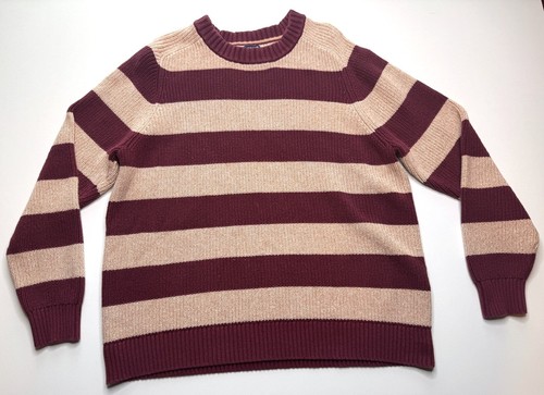 Lands End Drifter Pullover Herren XL weinrot gestreift Langarm Preppy - Bild 2 von 6