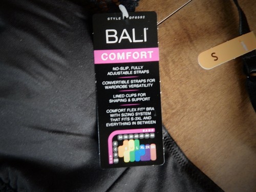 Neu mit Etikett Bali Comfort Flex Fit wandelbare Träger schwarz SPITZE GEFÜTTERTER BH Größe Small - Bild 2 von 4