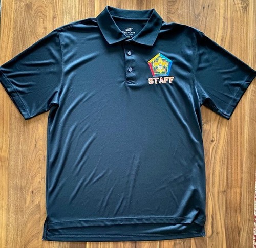 BSA WOODBADGE STAFF Mens Polo Shirt - Black SIZE L - Boy Scouts - NO COURSE # - Picture 1 of 4