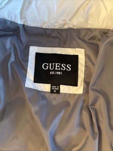 GUESS Men's White Hooded Puffer Coat Winter Jacket XL $225 MSRP NWT!! - Picture 7 of 9