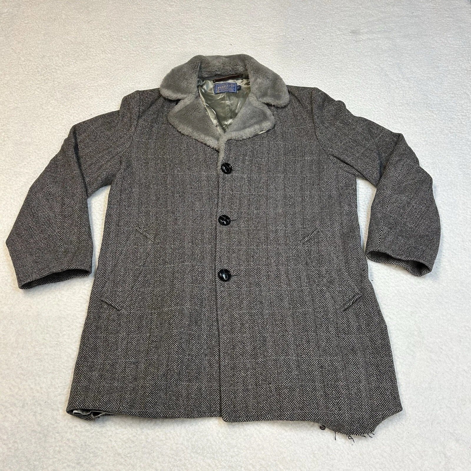 Vtg Pendleton Jacket Unisex Sz 42 Wool Fur Lined Sport Coat 3 Button Classic Lux