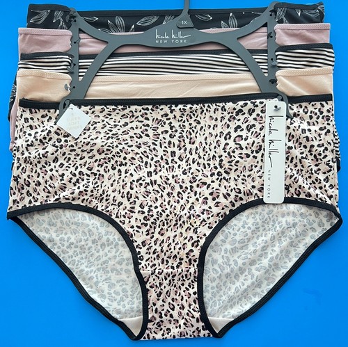 NWT 5 pairs Nicole Miller Size L, XL Full Briefs Panties Black Beige Polyester - Picture 6 of 16