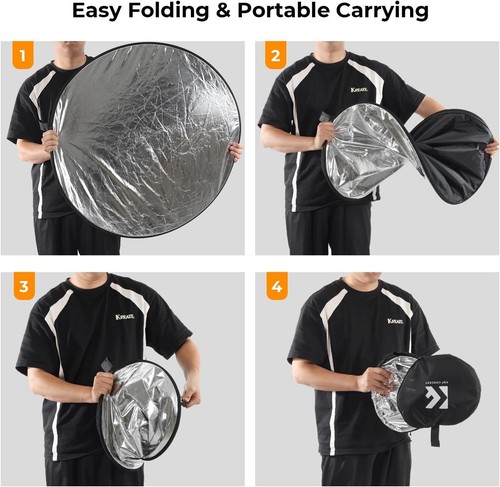 K&F Concept 5in1 Photo Photography Light Reflector Diffuser Collapsible 22"-47" - Picture 11 of 50