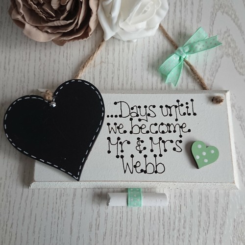 Wedding Countdown Plaque Sign Chalkboard Personalised Engagement Mr and Mrs Gift - Picture 99 of 114