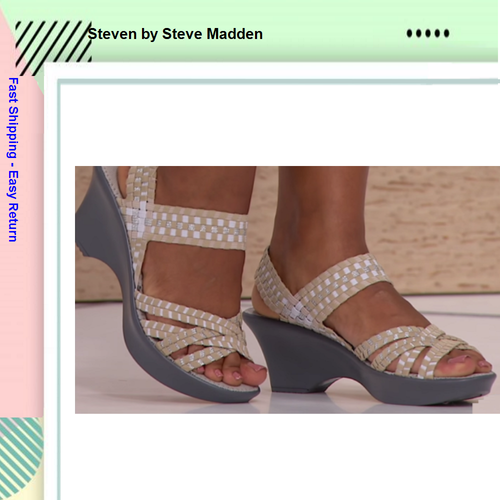 Steve Madden Torrist Woven Wedge Sandal, Tan/Multi, Size US 6 - Picture 4 of 8