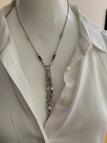 NWOT Carolee Silver Tone Crystal Drop Statement Necklace JD734 - Picture 7 of 8