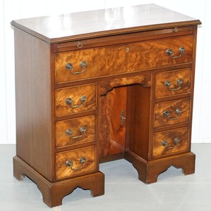 Early Georgian 1800 S Flamed Mahogany Knee Hole Desk Pull Out Flamed Mahogany Knee Hole Desk Pull Out