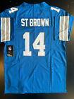 Amon St Brown #14 Detroit Lions Blue Men's On Field Jersey Size Xl - Nwt