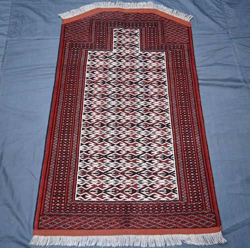 Alfombra antigua de oración caucásica de la década de 1960 alfombra de lana tribal geométrica fina de 3x5 pies - Imagen 3 de 13