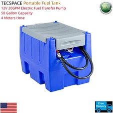Ginkman New Blue Portable 58 Gallon Gasoline Carry Tank + 12V Transfer Pump