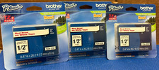 BROTHER P-TOUCH TZe-232 1/2" RED ON WHITE TAPE (QTY 3)