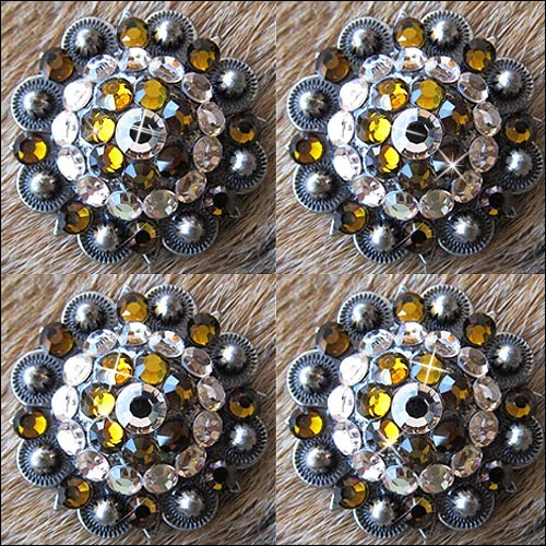 HILASON Set of 8 Western Screw Back Concho Antique Silver Finish Crystal Bling - Bild 4 von 4