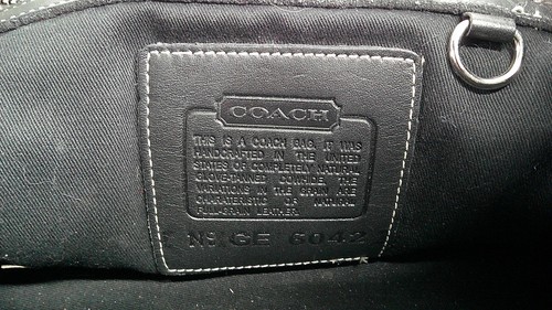 COACH Signature Shoulder Bag #6042 Black & Tan - Picture 5 of 9