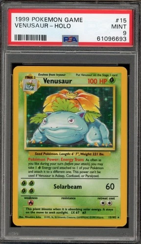 Pokemon Venusaur Base Set Unlimited Holo Rare #15 PSA 9 Mint