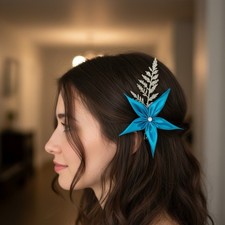 Fashion Wedding Hair Accessories Bridal. Blue Flowers Hair Clip