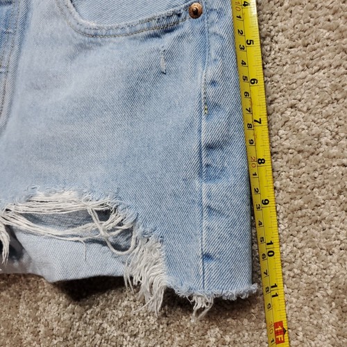 Levis 501 pantaloncino 28 denim jeans pantaloncino bottone mosca americano sbiadito - Foto 7 di 8