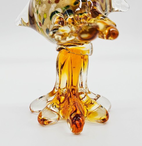 Scultura Gallo in Vetro di Murano Arte Confetti Ambra +12” Alto Sommerso MCM - Foto 15 di 23