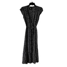 Reformation Carina Polka Dot Wrap Midi Dress Size XS Black White J1