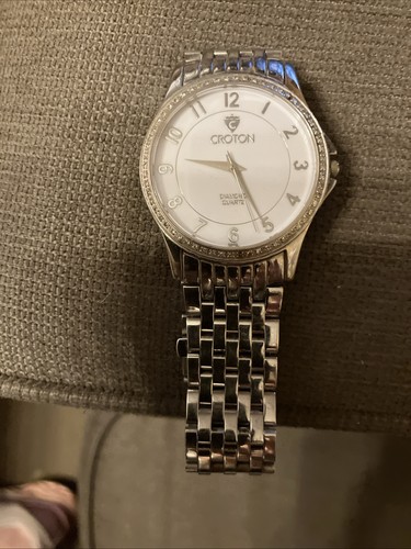 Men’s Croton Diamond Quartz Watch Diamond Accents w/SS Band New Battery