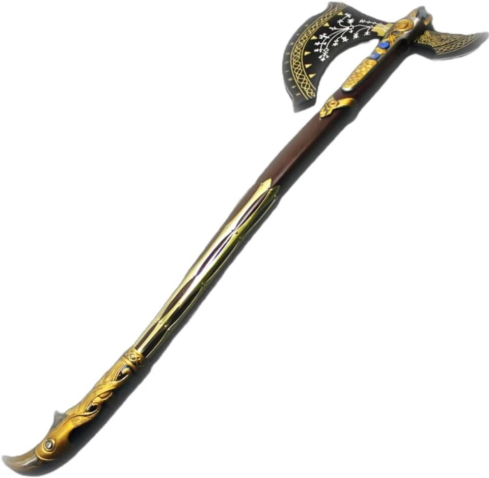 Hacha decorativa inspirada en Kratos - utilería de exhibición coleccionable para jugadores y juegos con disfraces Foto 2 de 4