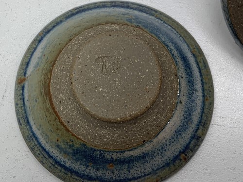 Plato con soporte de anillo de cerámica lanzado a mano con esmalte azul con plato de captura inferior - Imagen 4 de 8