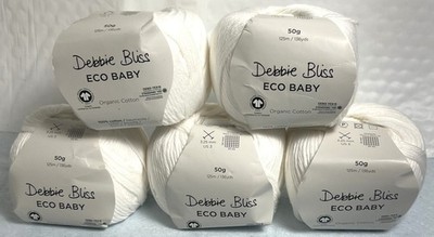 Debbie Bliss Eco Baby Yarn - 100% Cotton - Color: Ecru (016) - 5 skeins - New